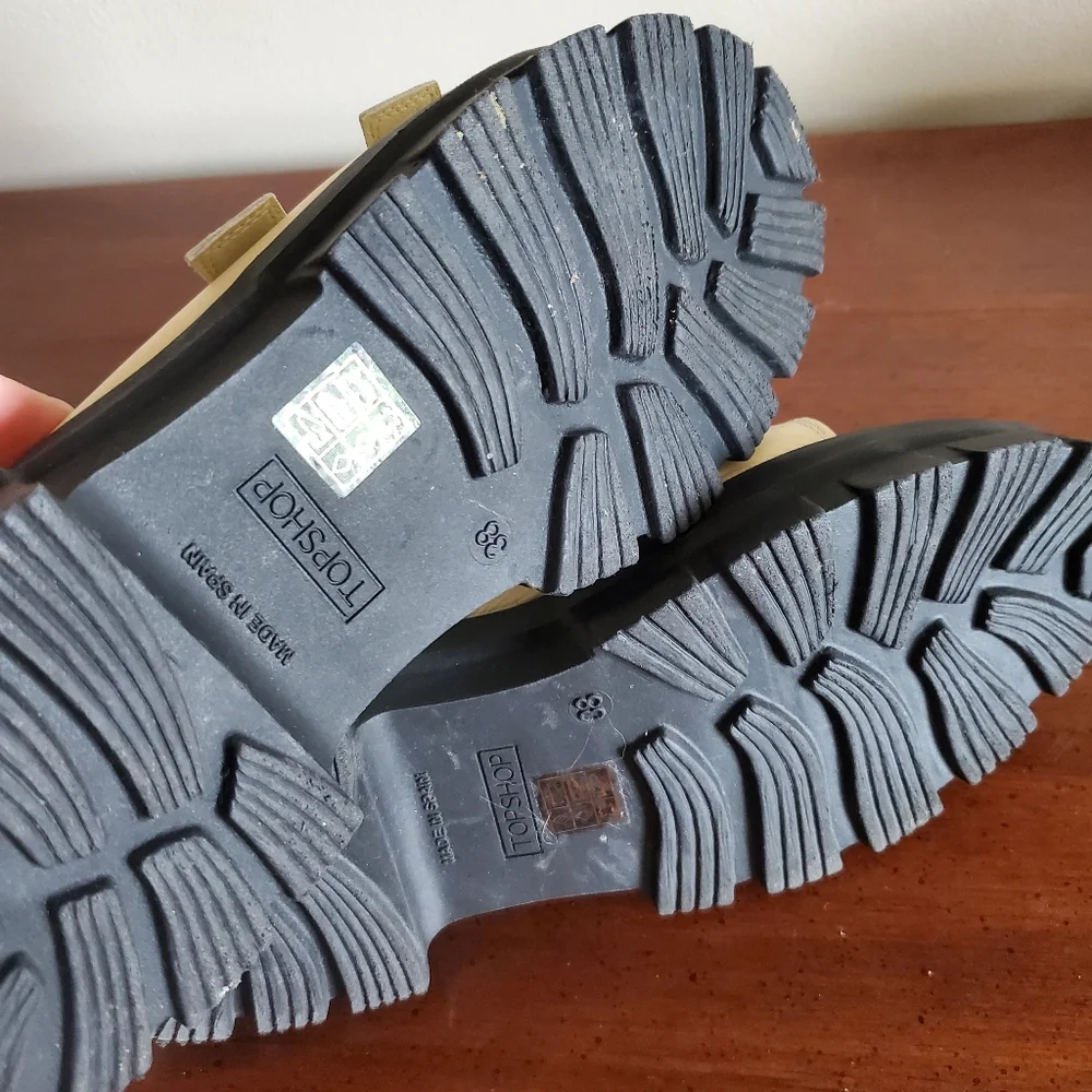 Topshop Size‎ 5 (38) Women's Leather Gladiator Block Buckle Sandals Cream - Picture 15 of 15